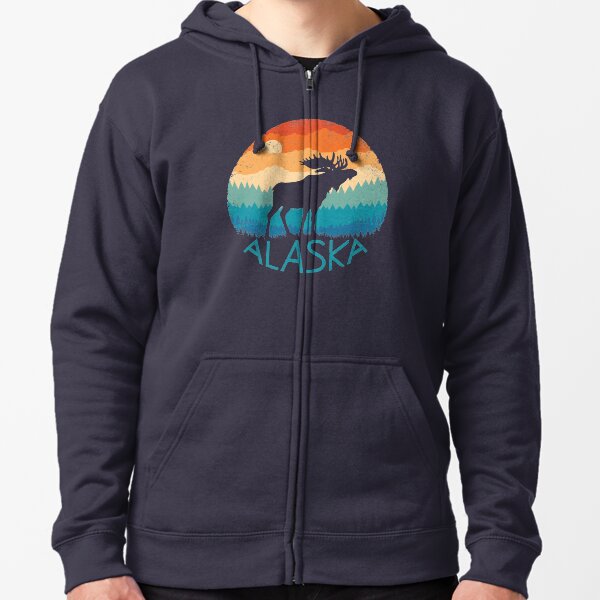 Alaska Retro Moose Zipped Hoodie