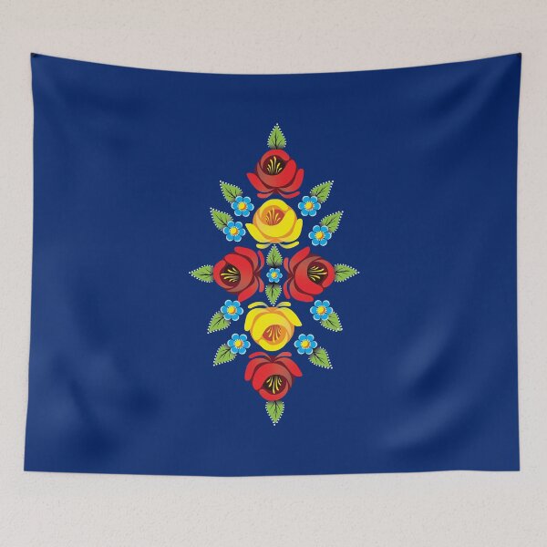 Item preview, Roses traditional canal art - blue background designed and sold by Running-Duck.