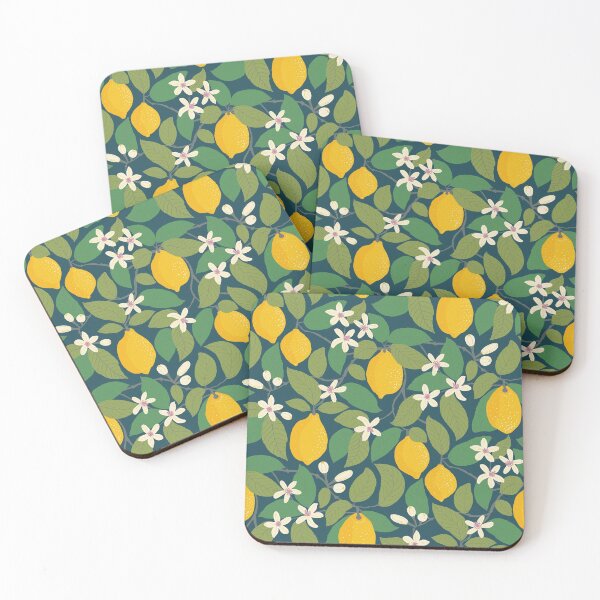 Item preview, Lemon Tree Growing Citrus Fruit Pattern on Dark designed and sold by rocketandindigo.