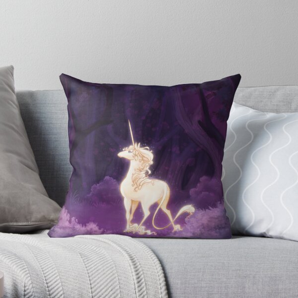Unicorn in a Lilac Wood Throw Pillow