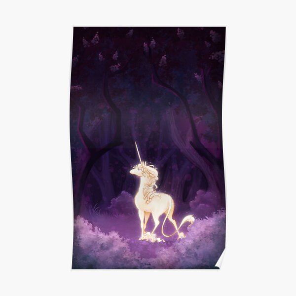 Unicorn in a Lilac Wood Poster