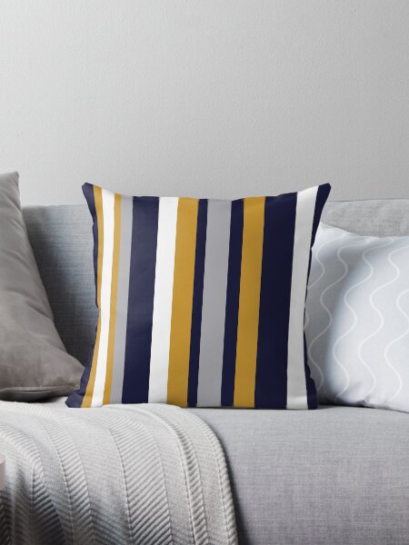 Item preview, Modern Stripes Vertical Pattern in Honey Mustard Yellow, Dark Navy Blue, Gray, and White. Minimalist Color Block designed and sold by kierkegaard.