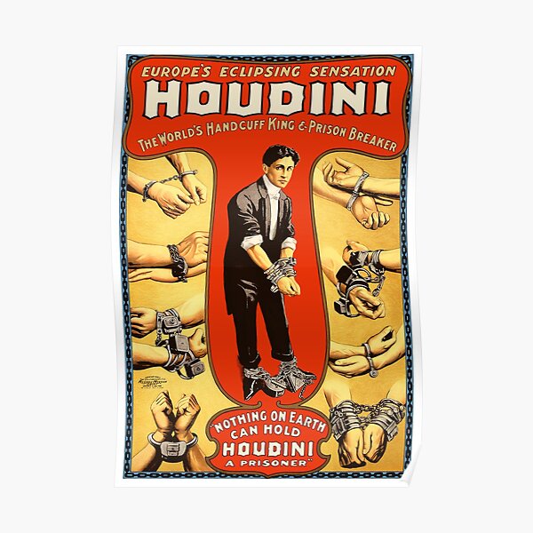  Vintage Magic Houdini Poster Stage Magician Gift T