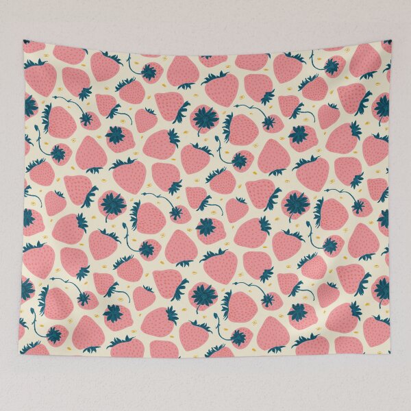 Item preview, Pink Strawberries And Cream Fruit Pattern designed and sold by rocketandindigo.