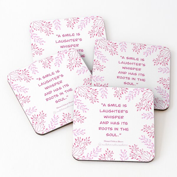 Item preview, Floral frame Fulton Sheen quote sticker, mug, waterbottle, acrylic blocks and coaster designed and sold by ruthkenneth.