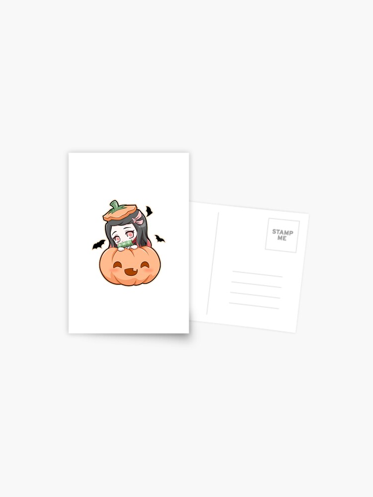 Chibi Pumpkin Nezuko Kimetsu Halloween Postcard By Loshimizu Redbubble