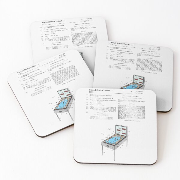 Pinball Machine Patent Coasters (Set of 4)