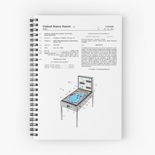 Item preview, versión completamente recreada del documento de patente original de un juego de pinball de 1982. designed and sold by FinlayMcNevin.