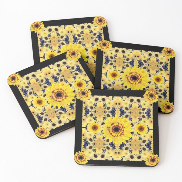 Item preview, YELLOW-RED SUNFLOWERS ABSTRACT BLACK PATTERNS designed and sold by sharlesart.