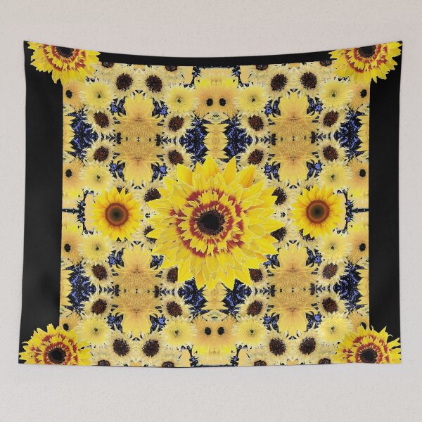 Item preview, YELLOW-RED SUNFLOWERS ABSTRACT BLACK PATTERNS designed and sold by sharlesart.