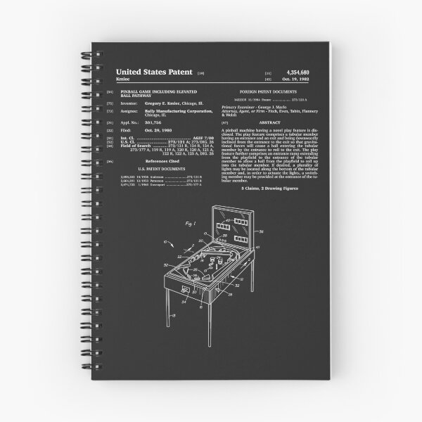 Item preview, versión completamente recreada del documento de patente original de un juego de pinball de 1982. designed and sold by FinlayMcNevin.