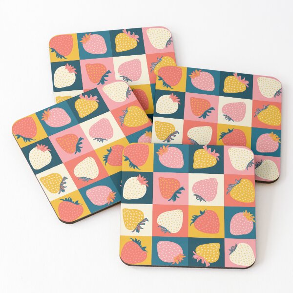 Item preview, Strawberry Chequers Fruit Squares Pattern designed and sold by rocketandindigo.