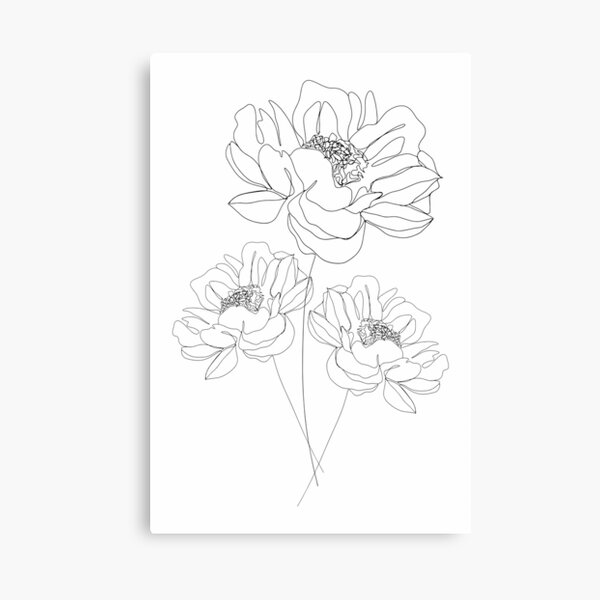 Minimal Line Art Flowers Canvas Print