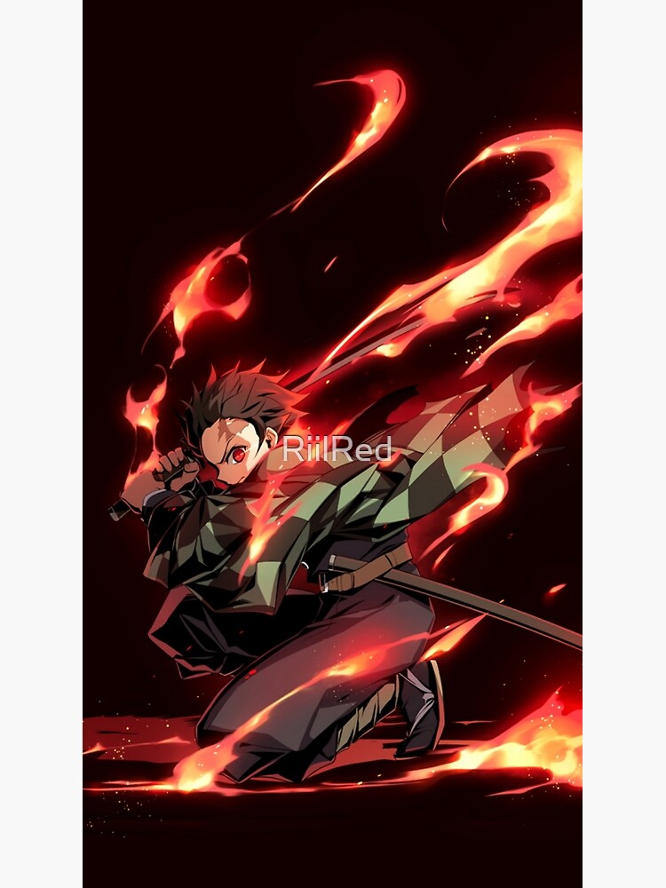 "Tanjiro Dance of the Fire God" Framed Art Print by RiilRed | Redbubble