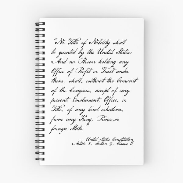 Item preview, Emoluments Clause (black on white) designed and sold by Thelittlelord.