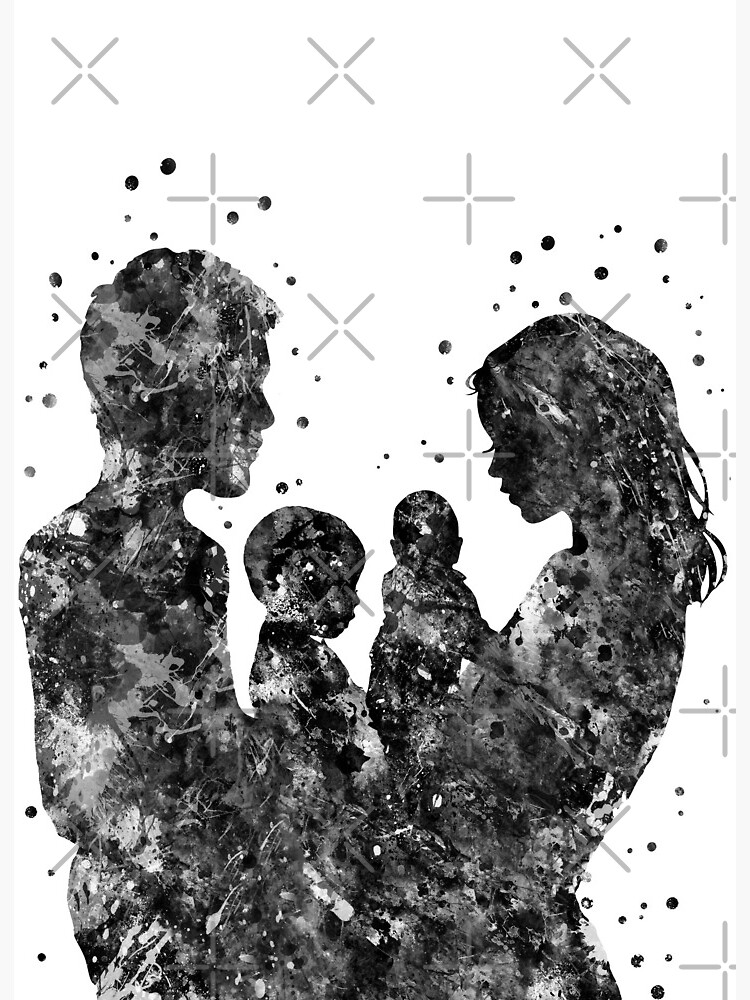 Kid Drawing Of Happy Family, Father, Mother And Daughter Hold Hands  Together Stock Photo, Picture and Royalty Free Image. Image 74226864.