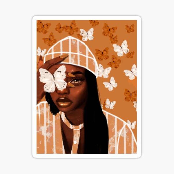 Faded, orange and white butterfly, portrait Sticker