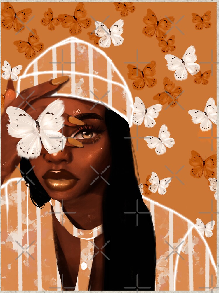 Faded, orange and white butterfly, portrait by euaadesigns