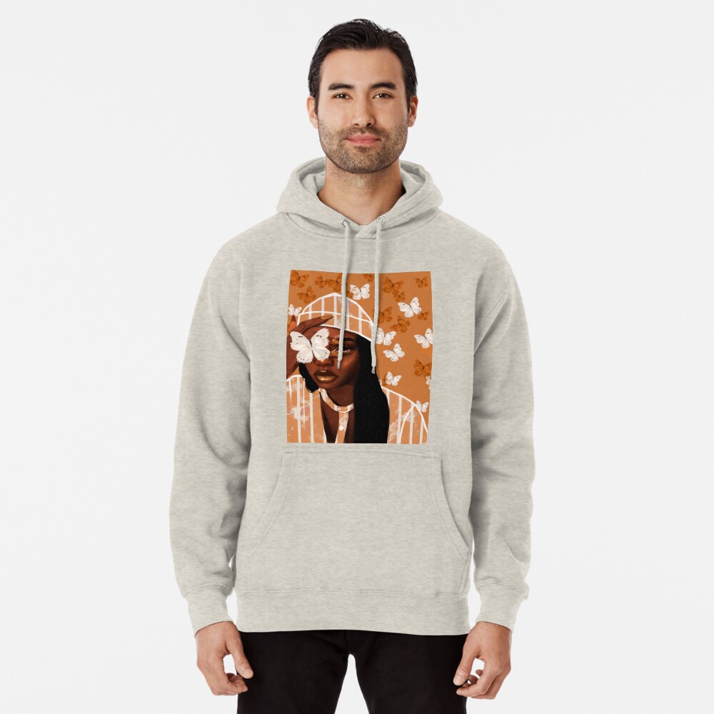 Faded, orange and white butterfly, portrait Pullover Hoodie