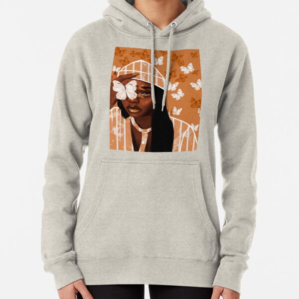 Faded, orange and white butterfly, portrait Pullover Hoodie