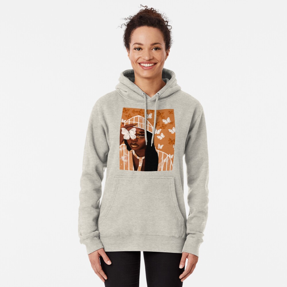 Faded, orange and white butterfly, portrait Pullover Hoodie