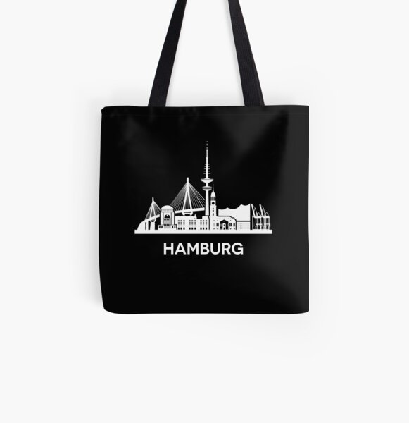 Hamburg City Skyline, extended version, white All Over Print Tote Bag