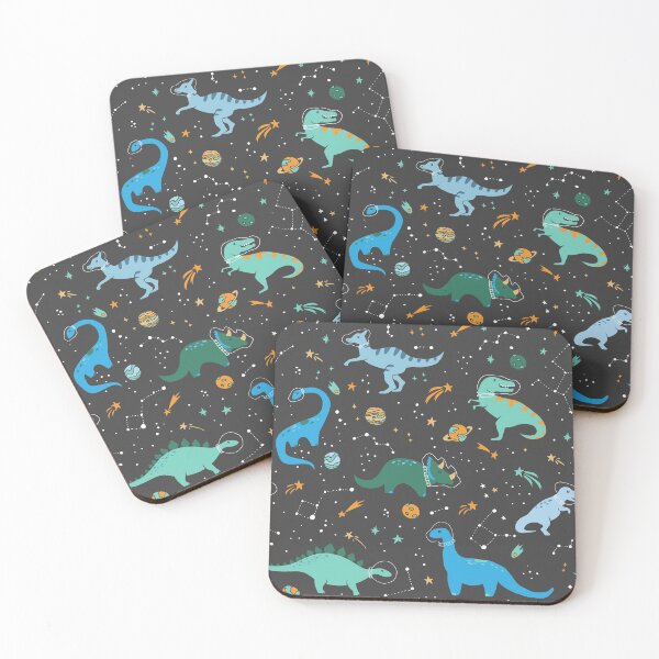 Item preview, Space Dinosaurs in Blue designed and sold by latheandquill.