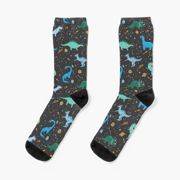 Item preview, Space Dinosaurs in Blue designed and sold by latheandquill.