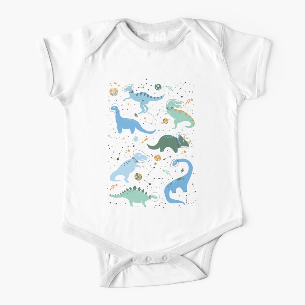 Space Dinosaurs in Blue Baby One-Piece