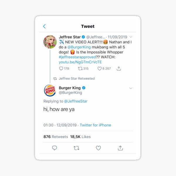 Jeffree Star Tweet Stickers Redbubble