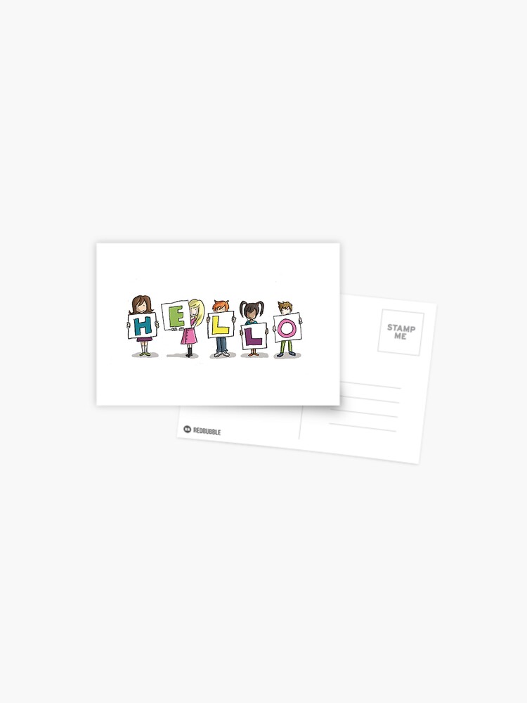 Thumbnail 1 of 2, Postcard, Card Design: Kids: Hello! designed and sold by sketchydoodle.