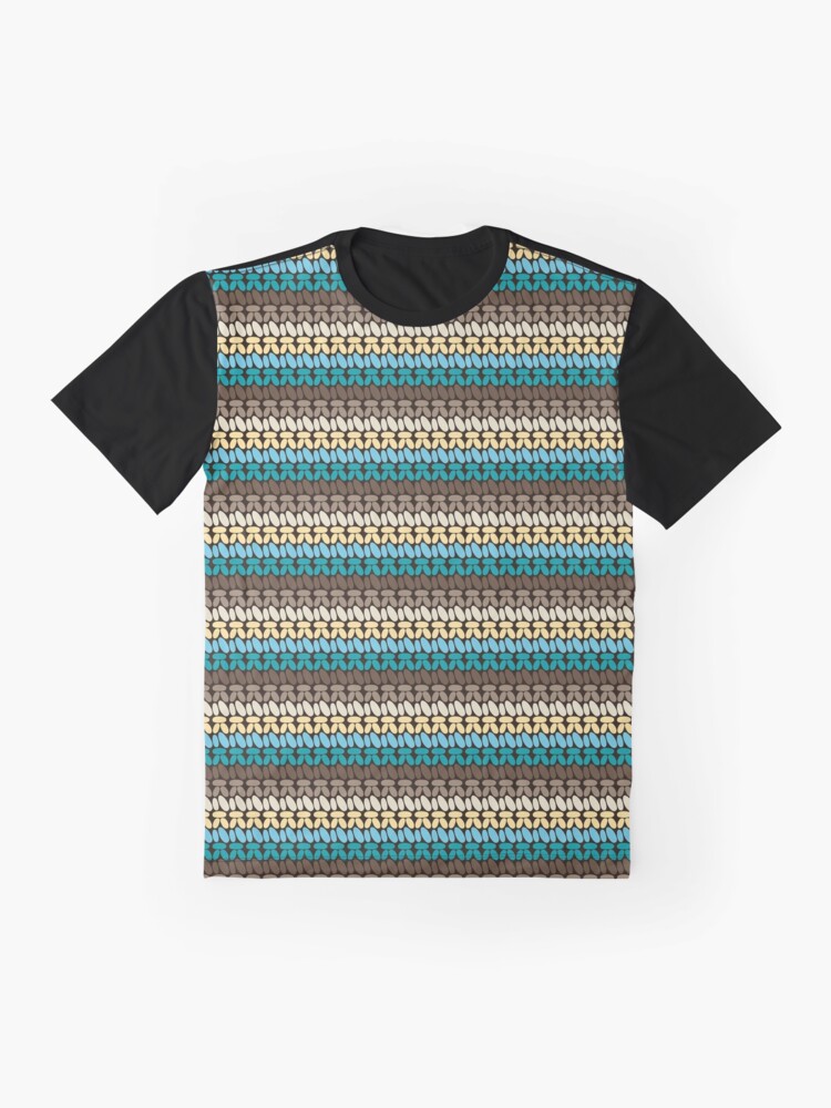 Alternate view of Pseudo crochet pattern with beach and ocean colors Graphic T-Shirt