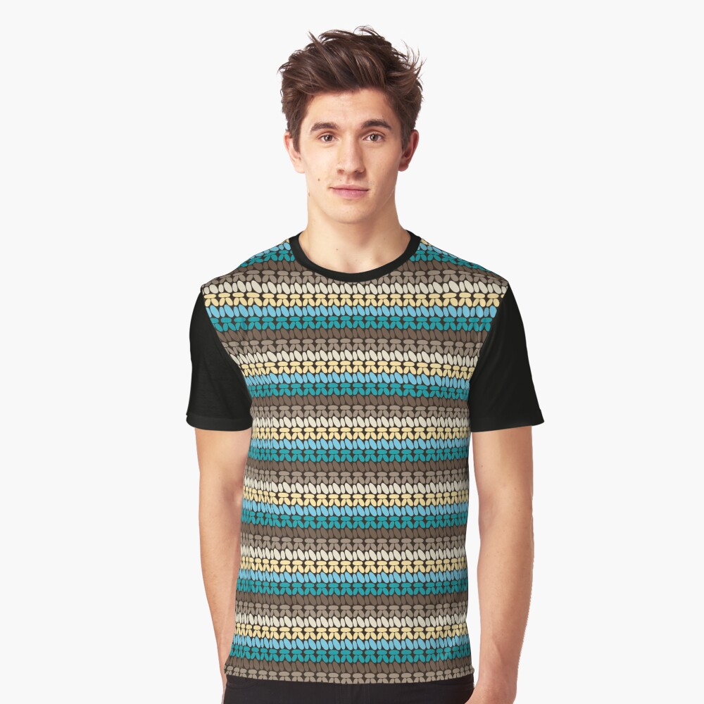 Pseudo crochet pattern with beach and ocean colors Graphic T-Shirt