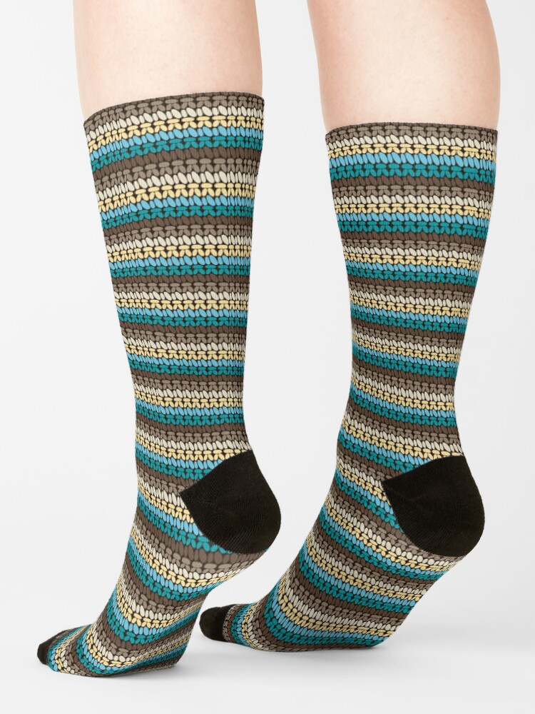 Alternate view of Pseudo crochet pattern with beach and ocean colors Socks