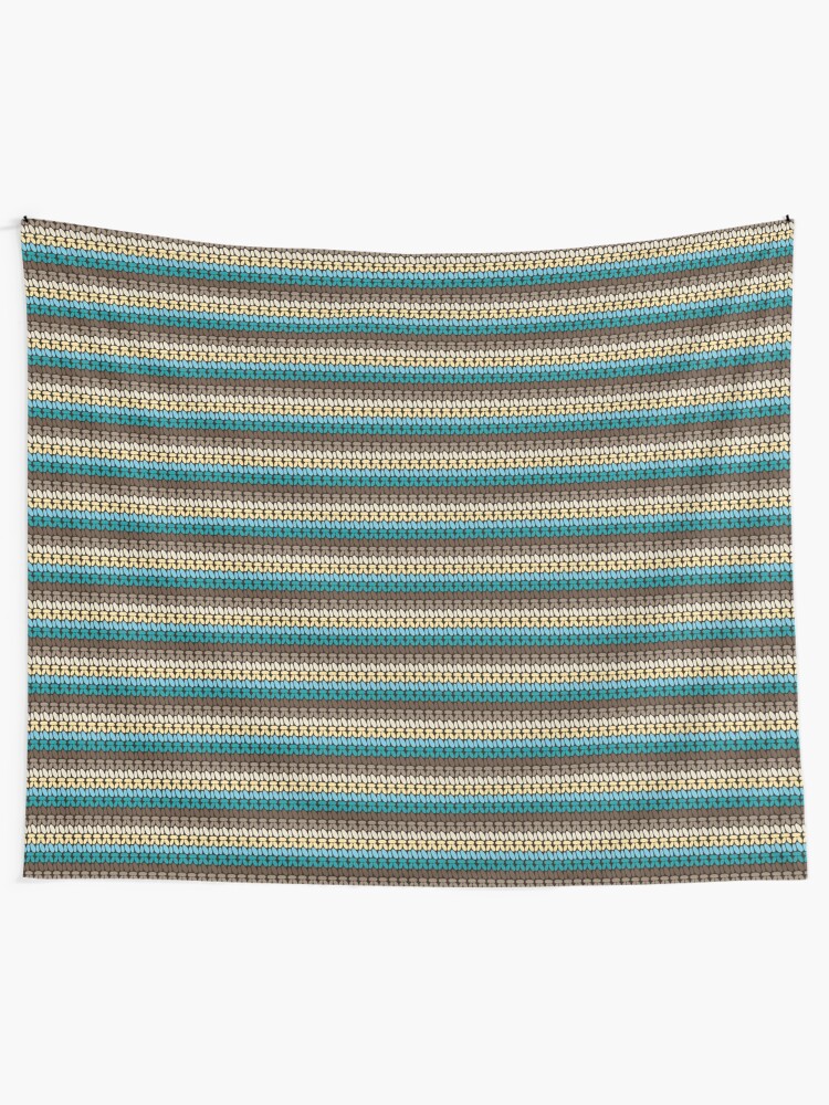 Alternate view of Pseudo crochet pattern with beach and ocean colors Tapestry