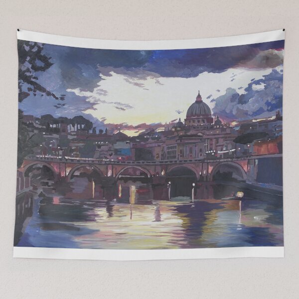 Item preview, Rome Italy Spectacular Sunset over St Peter Vatican with Tiber and Bridge designed and sold by artshop77.