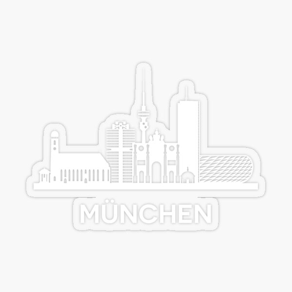 München Skyline, weiß Transparenter Sticker