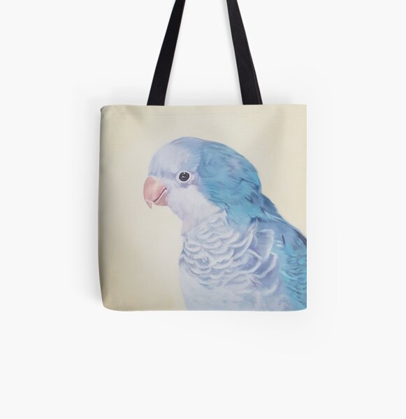Blue Quaker - pet bird portrait painting All Over Print Tote Bag