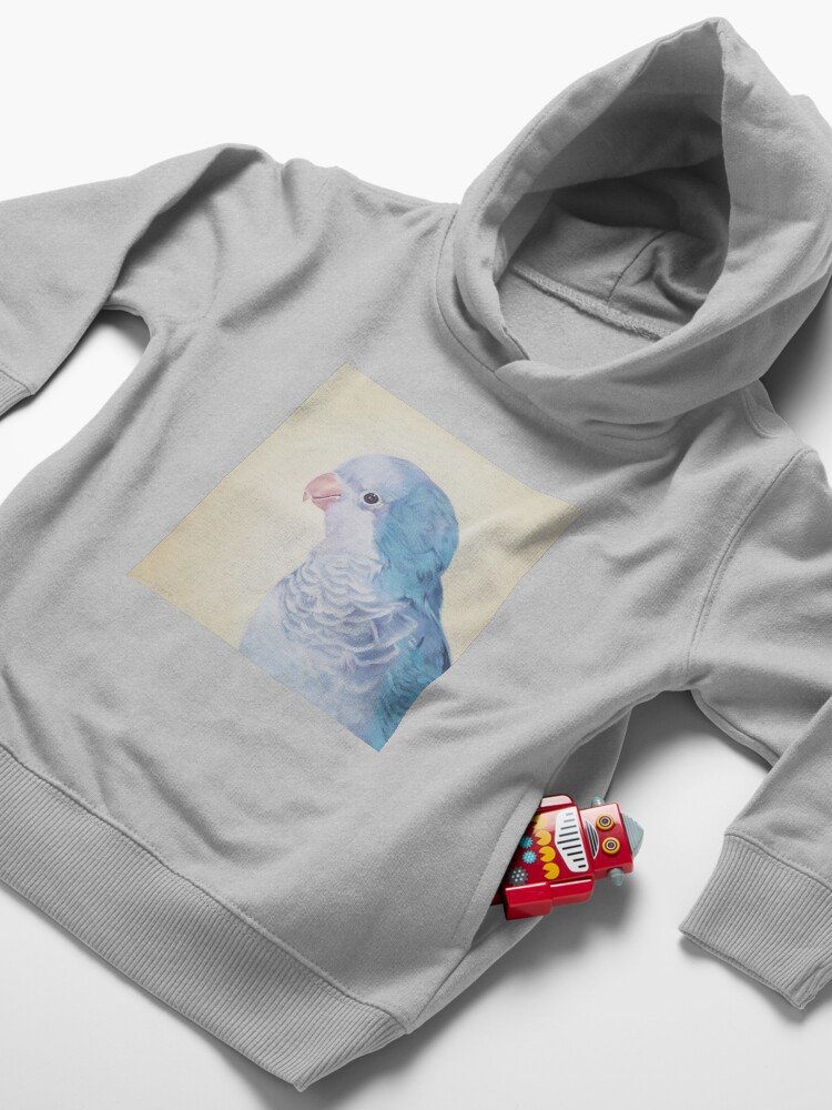 Alternate view of Blue Quaker - pet bird portrait painting Toddler Pullover Hoodie