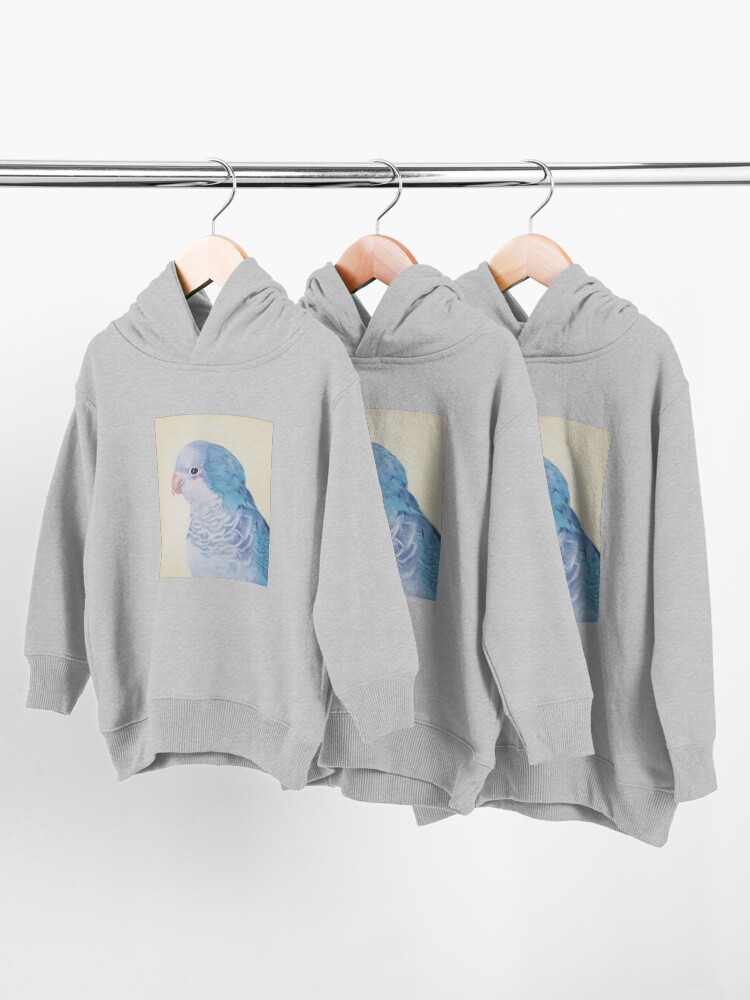 Alternate view of Blue Quaker - pet bird portrait painting Toddler Pullover Hoodie