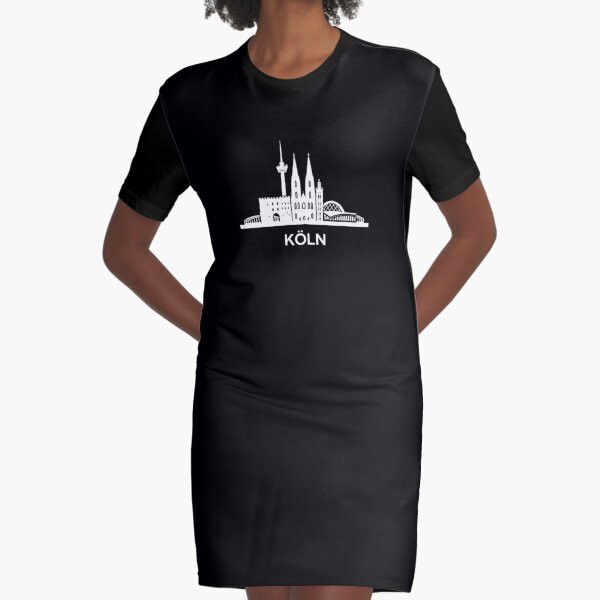 Köln Skyline, white Graphic T-Shirt Dress