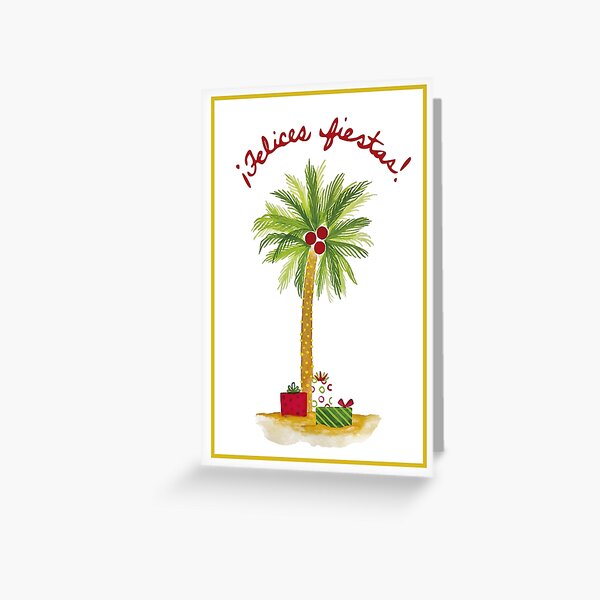 Felices Fiestas Palm Christmas Tree Holiday Card Greeting Card