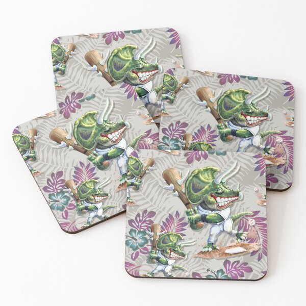 Item preview, Triceratops Baseball Hawaiian Floral Pattern LT designed and sold by MudgeStudios.