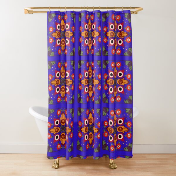 Bounty of Palestine- blue Shower Curtain