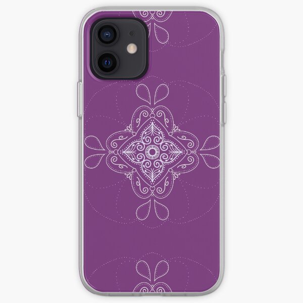 Plum Purple and White mandala iPhone Soft Case