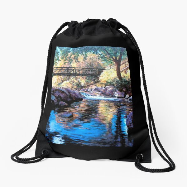 Boulder Creek Bridge - Late Afternoon Drawstring Bag