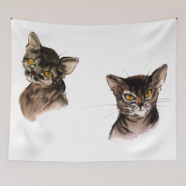 Artikelvorschau, Sumie mit zwei abyssinischen Katzen gemalt entworfen und verkauft von ladyshekk.