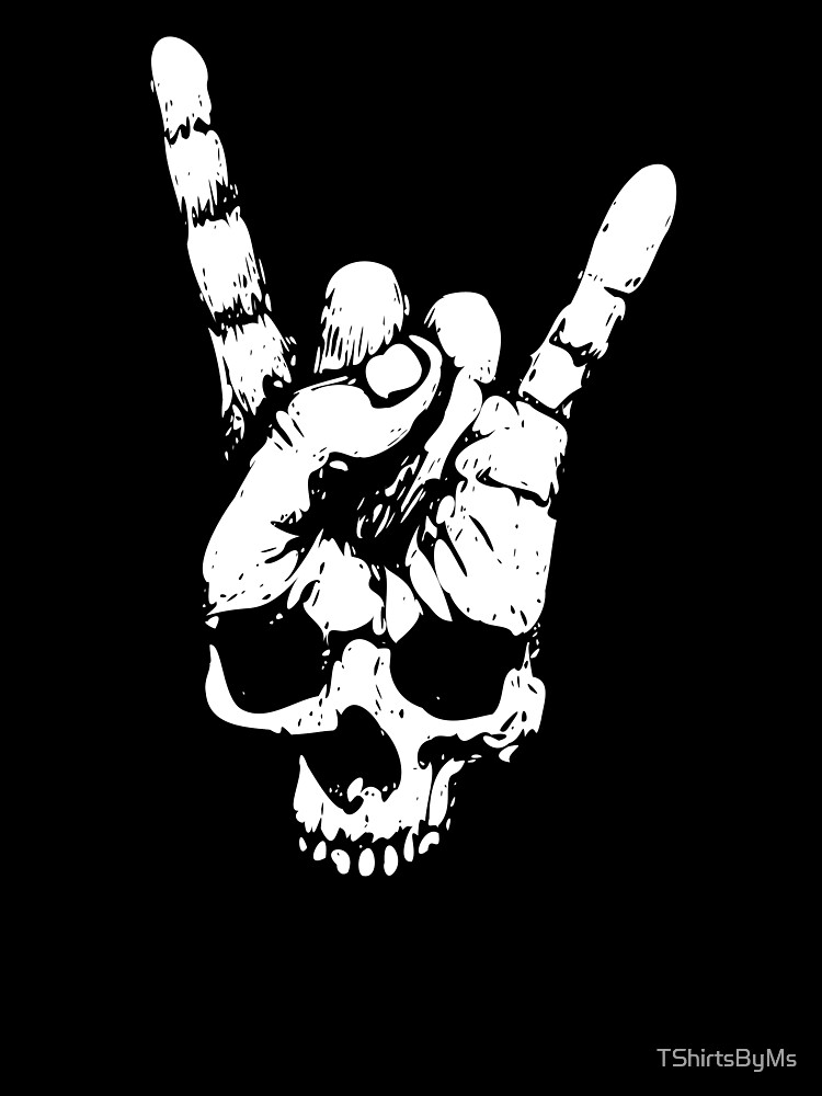 Heavy Metal Skull With Devil Horns Hand Kids T Shirt By Tshirtsbyms Redbubble - dark devil roblox