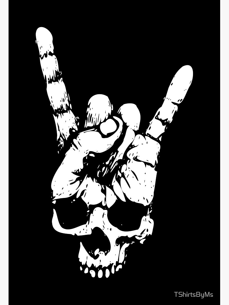 heavy metal skull with devil horns hand&amp;quot; Postcard by TShirtsByMs | Redbubble