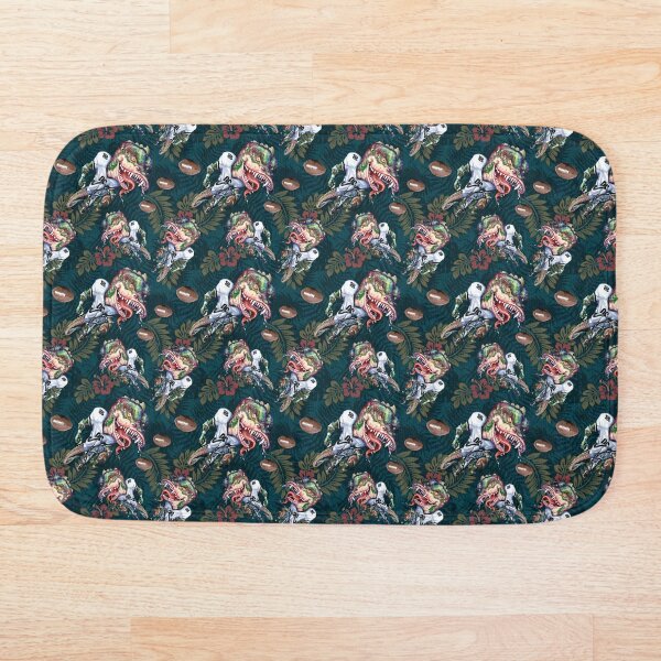 T Rex Football Hawaiian Floral Pattern DK Bath Mat